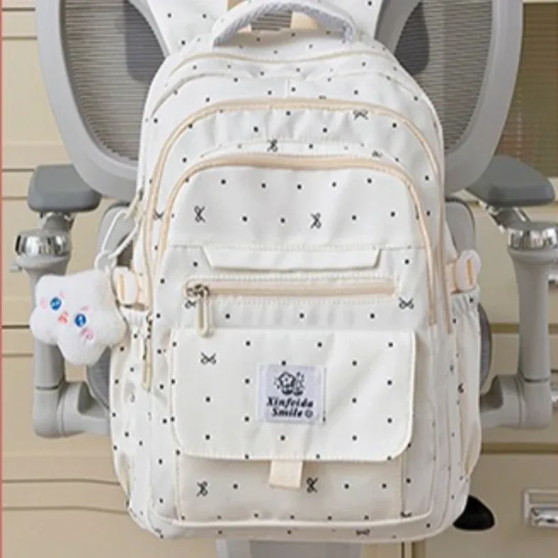 nouveau sac à dos tendance à nœud imprimé à pois pour femme, sac d'école mignon pour lycéennes, sac à dos décontracté pour femme, sac de voyage pour ordinateur portable