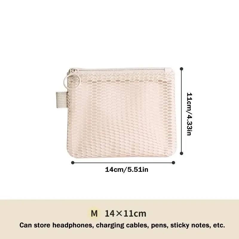 sacs de rangement pour maquillage de voyage, porte-monnaie en maille, mini sac portable simple, sac carré polyvalent, porte-cartes à double fermeture éclair