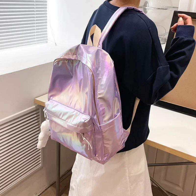 sac à dos hologramme de mode brodé personnalisé sac à dos d'école brillant laser personnalisé n'importe quel nom sac à dos