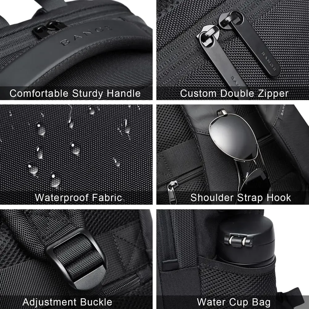 bange sac à dos de voyage étanche avec port de chargement usb adapté aux sacs à dos d'ordinateur portable de 15,6 pouces pour hommes et femmes, sacs d'école pour adolescents