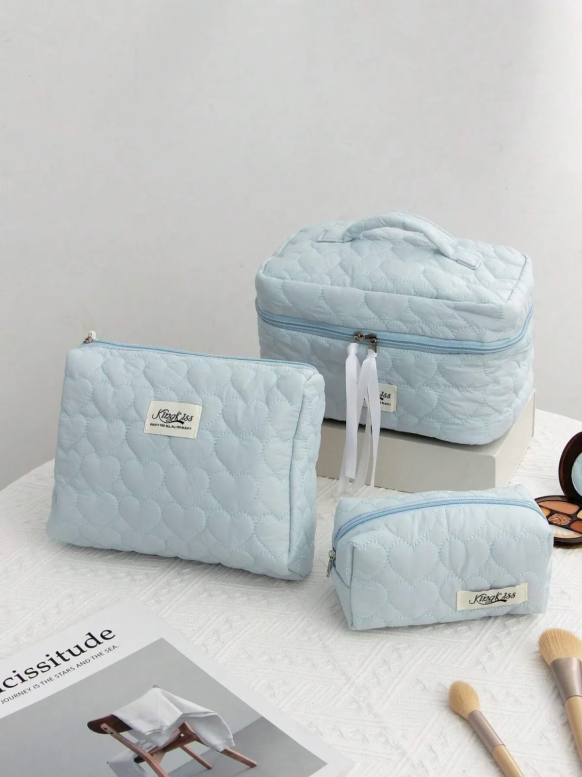 trousse de maquillage douce en forme de cœur, sac à cosmétiques décontracté, cubes d'emballage portables de vacances, voyage pour femmes, cadeau de printemps et d'été, sac de soins de la peau