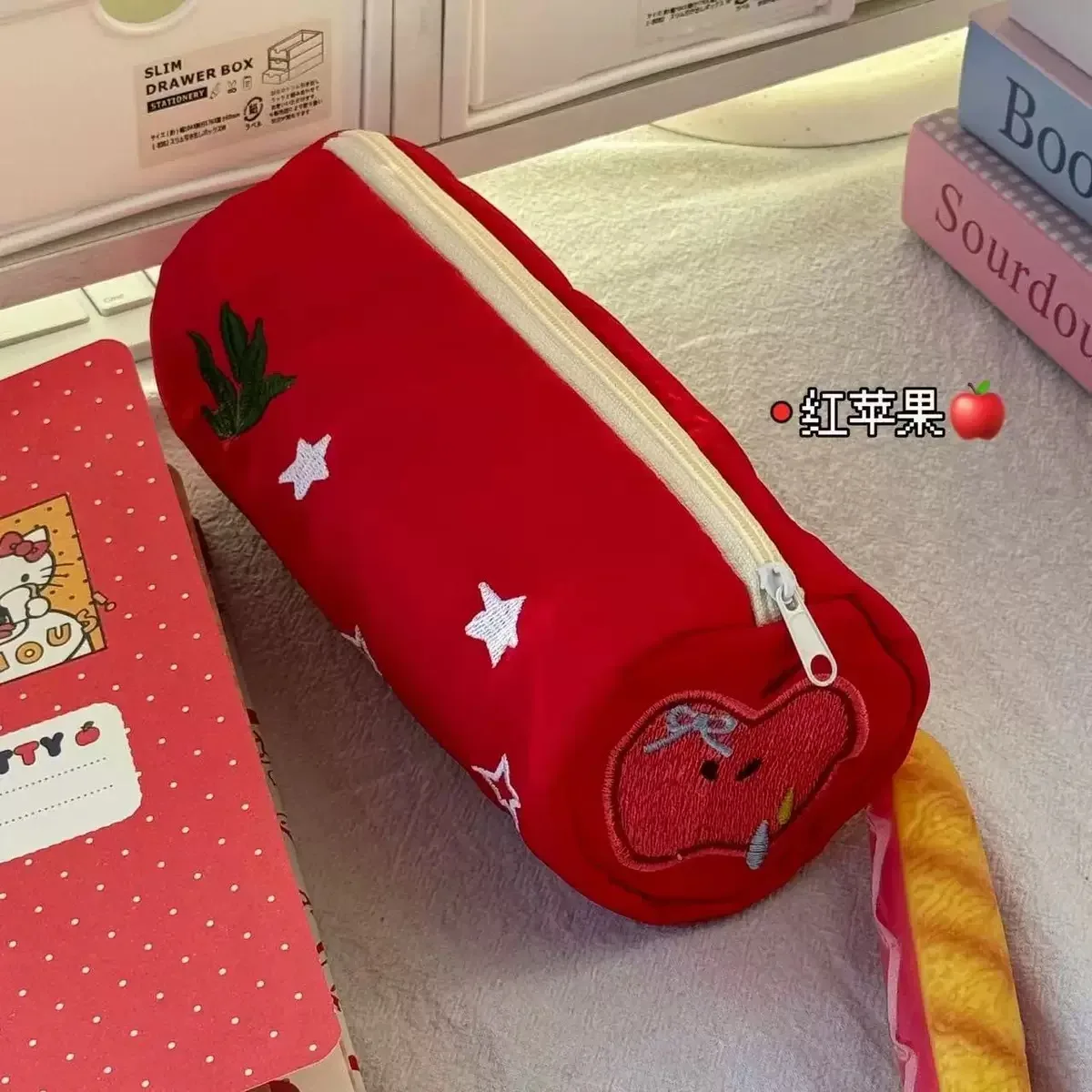 trousse à crayons en rouleau de serviette rose, sac de rangement pour stylos souples kawaii, pochette à cosmétiques, dessin animé, grande capacité, papeterie fournitures scolaires pour étudiants