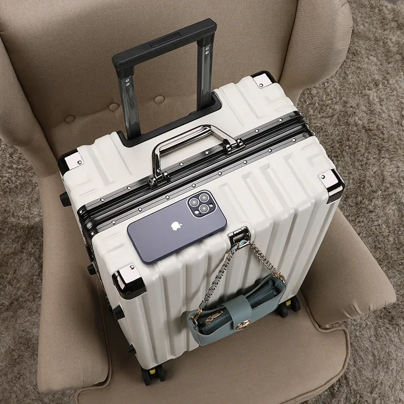 valise rigide à roulettes tendance, grande capacité, silencieuse, pour hommes et femmes, bagage de luxe à emporter à bord.