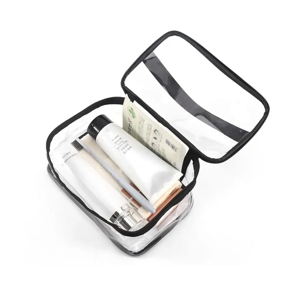 trousse de toilette décontractée et simple pour femme, sac de voyage à fermeture éclair, sac de rangement pour salle de bain, trousse de maquillage transparente.