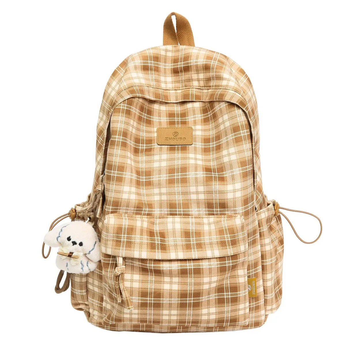 sac à dos rétro britannique à carreaux grande capacité pour filles, lycéennes, étudiantes, sac à bandoulière en nylon pour femmes