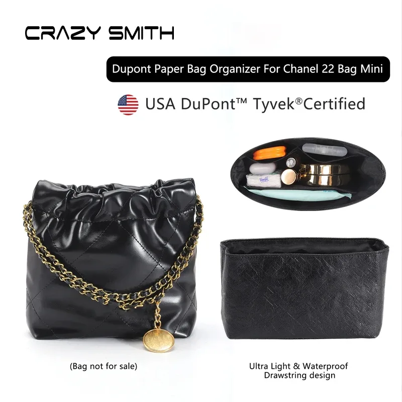 CRAZYSMITH Dupont sac intérieur en papier pour Chanel 22 sac à main organisateur insérer sac de rangement doublure sac Support Shaper sac accessoires
