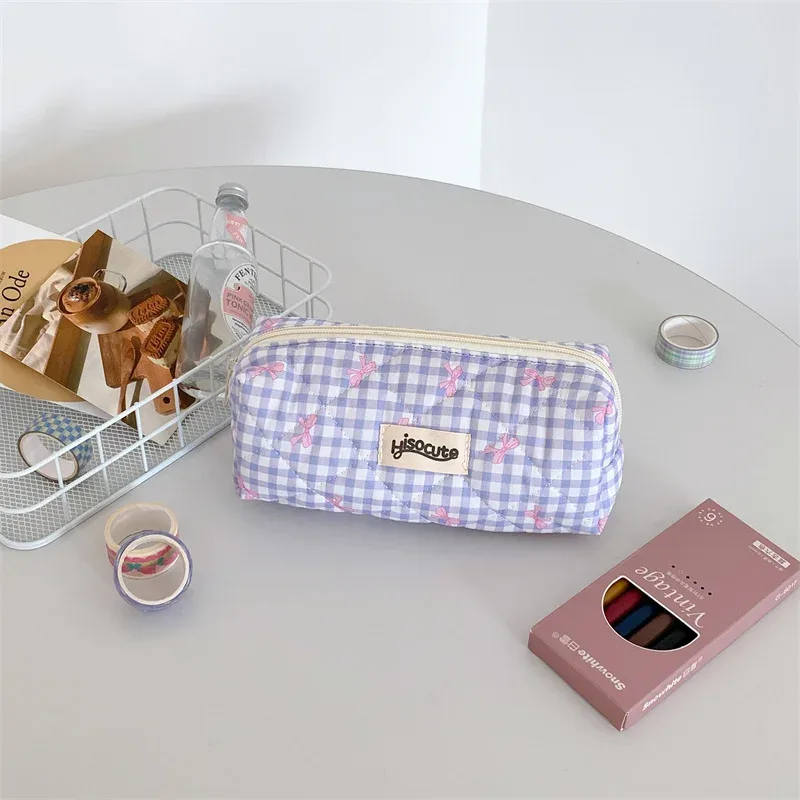 sac de rangement de voyage pour femmes, sac de rangement de voyage avec nœud simple, design mignon, trousse à crayons pour filles, trousse de maquillage rétro pour dames, sac à cosmétiques