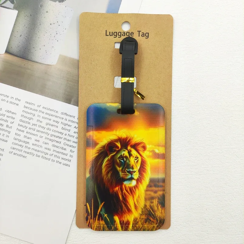 lion tigre étiquette de bagage voyage abs étiquette de bagage impression animale valise id porte-adresse bagages embarquement billet portable
