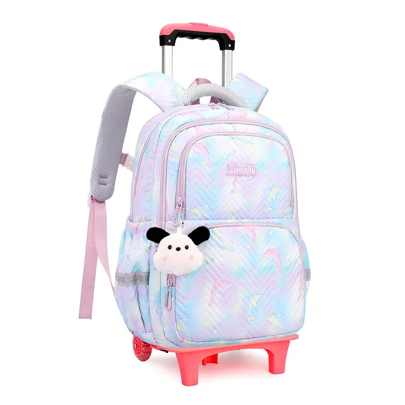sac à dos scolaire à roulettes pour enfants, sacs d'écoliers pour filles, sac à roulettes mignon, cartable à roulettes pour enfants