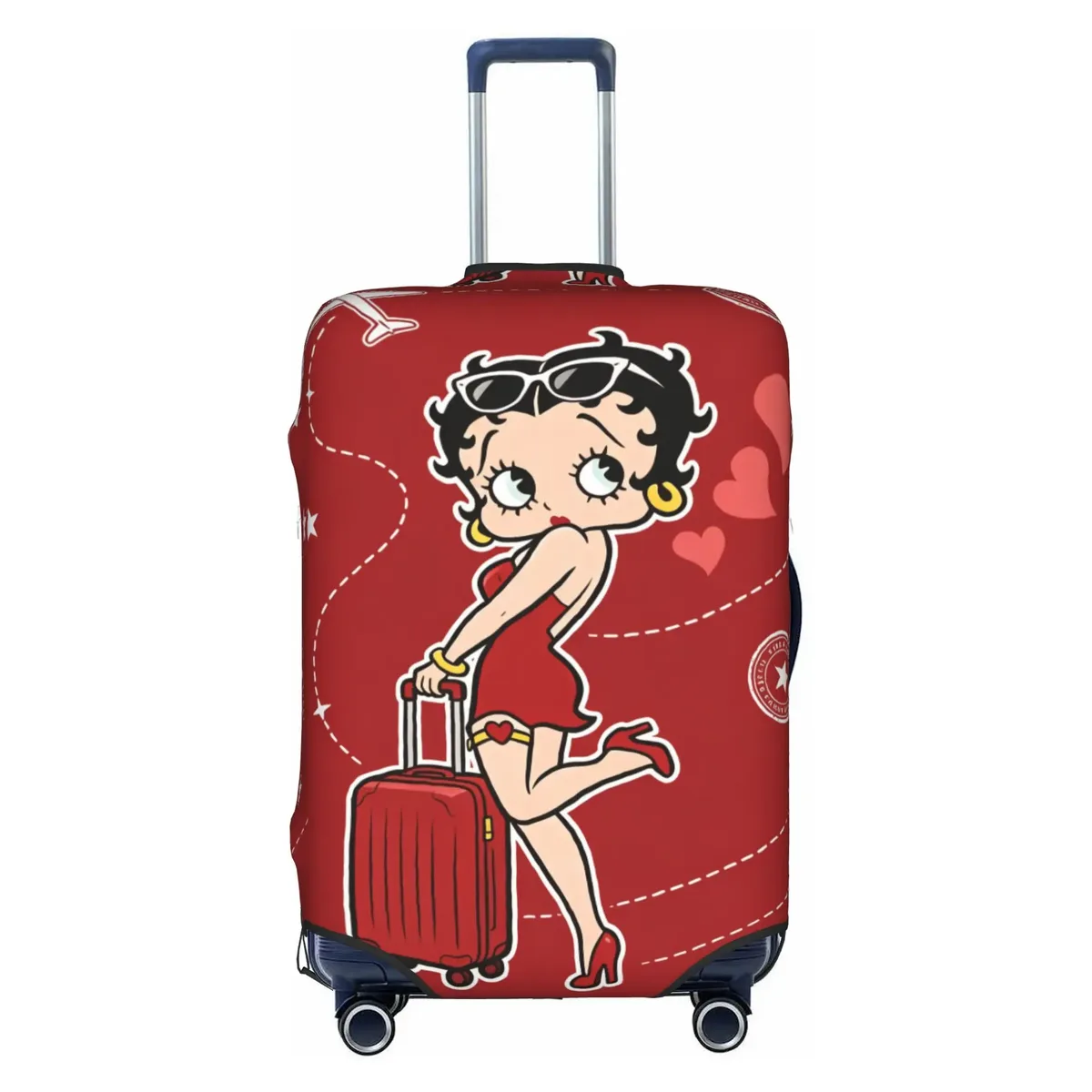 housse de valise élastique personnalisée b-bettys cartoon boop, housse de bagage de voyage classique d'anime pour valises de 18 à 32 pouces