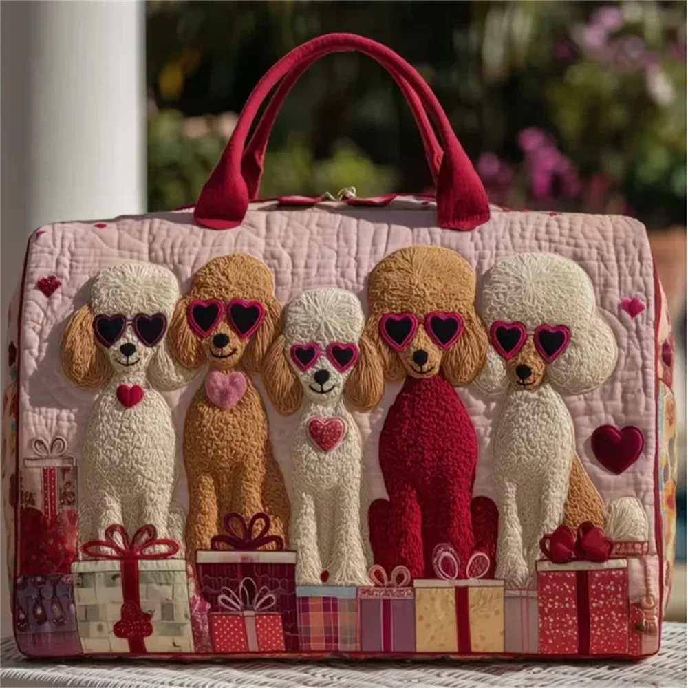 sac de voyage matelassé poodle dogs, sac fourre-tout de voyage rétro amusant pour hommes et femmes, sac de week-end pour l'extérieur