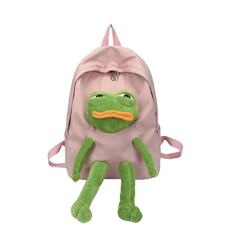 sac à dos léger de grande capacité avec adorable figurine de grenouille pour filles du primaire et du collège, en tissu oxford, décontracté, pour voyage, unisexe