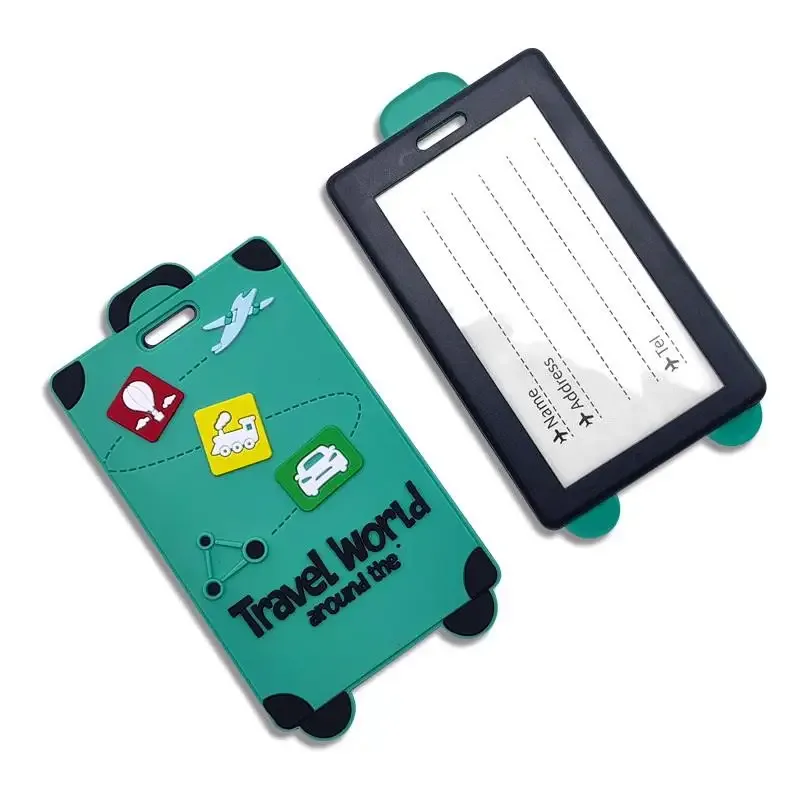 vente flash : étiquette à bagages en caoutchouc souple, anti-perte, inscription, identification logistique, carte d'embarquement, étiquette de valise, étiquette à bagages en silicone