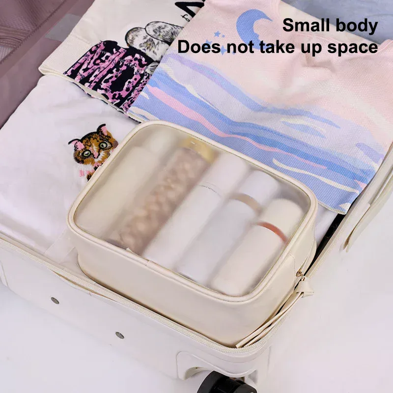 sac de rangement de cosmétiques de grande capacité, sac de maquillage multifonctionnel semi-transparent, trousse de toilette de voyage d'affaires, 1 pièce