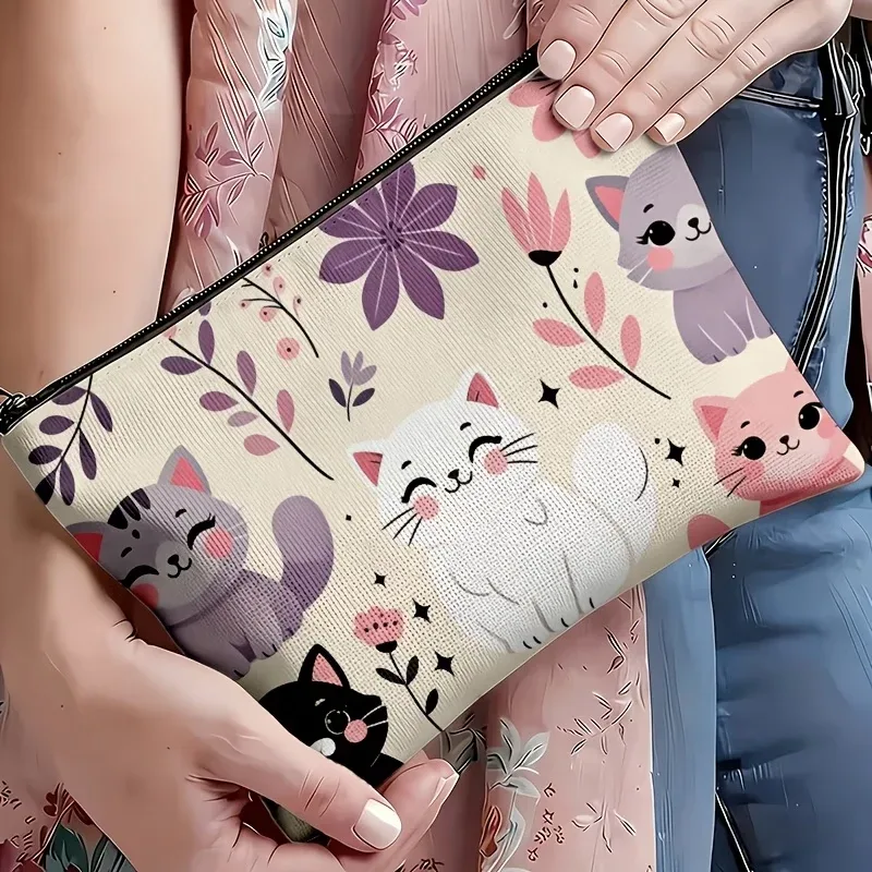 trousse de maquillage portable multifonctionnelle 2d à motif floral quatre couleurs, sac de voyage pour cosmét