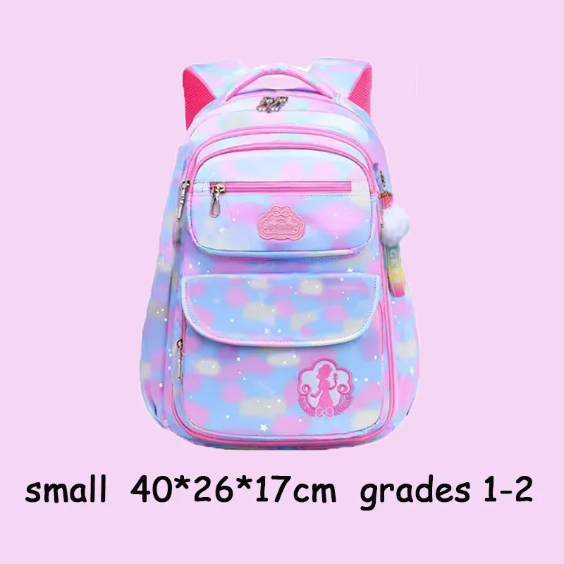 sac à dos d'école à motif nuage, rose, violet, bleu, style princesse, mignon, imperméable, kawaii