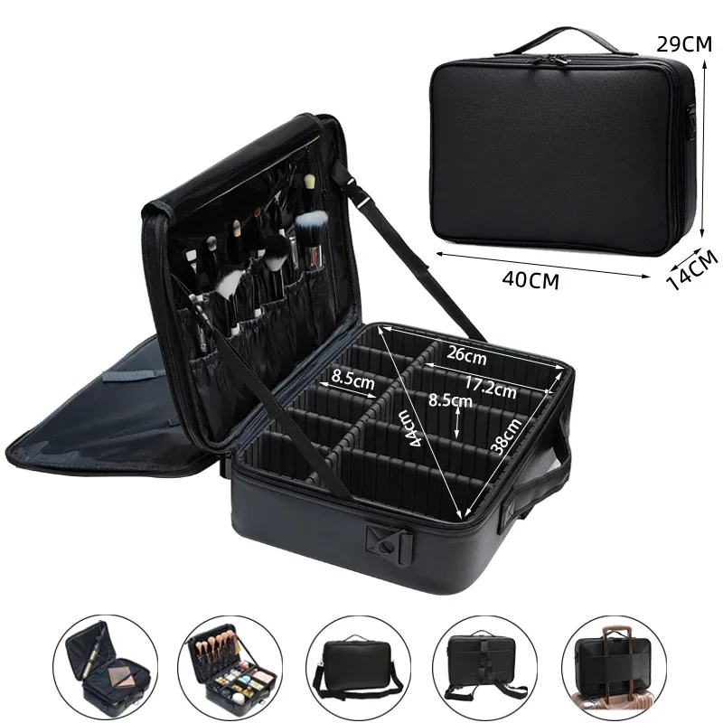 trousse de maquillage en cuir pu de grande capacité, trousse à cosmétiques professionnelle, trousse de maquillage étanche, trousse de beauté, essentiel de la présidence, nouveau