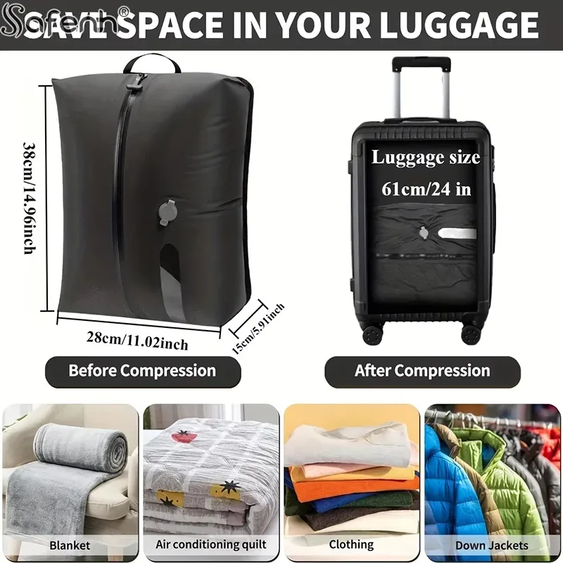 sacs sous vide professionnels pour bagages de voyage, sac de compression sous vide, sac sous vide réutilisable, gain de place 60%, sac scellé sous vide de voyage