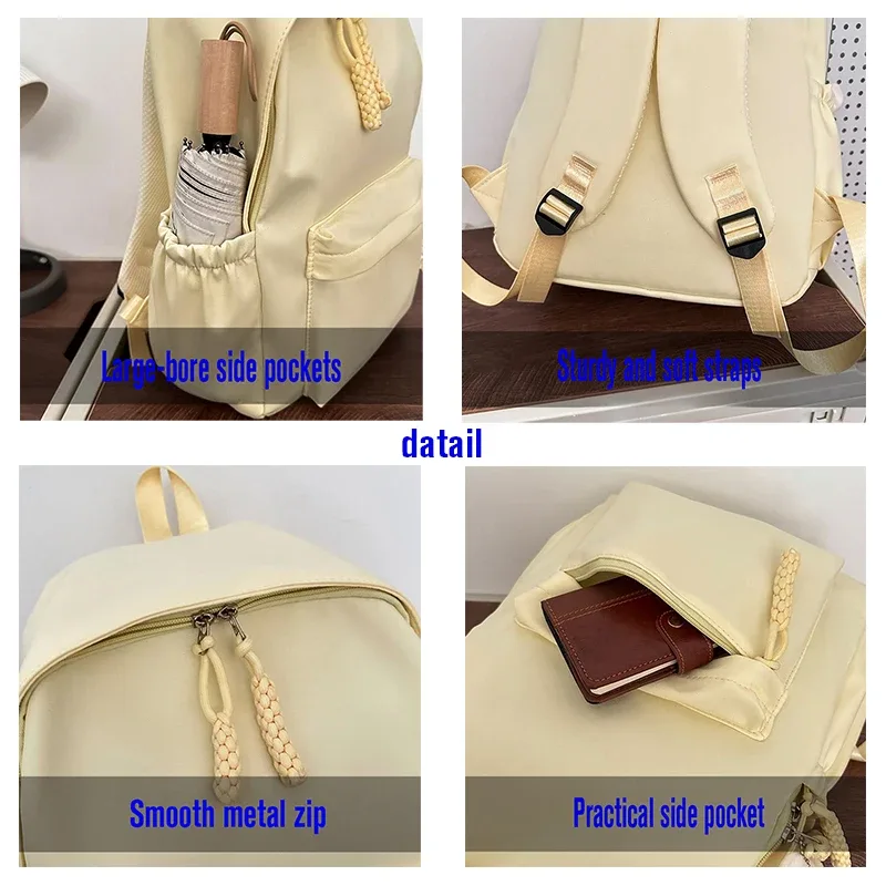 sac à dos personnalisé brodé - style universitaire, fabriqué en tissu uni de haute qualité, grande capacité, élégant et simple.