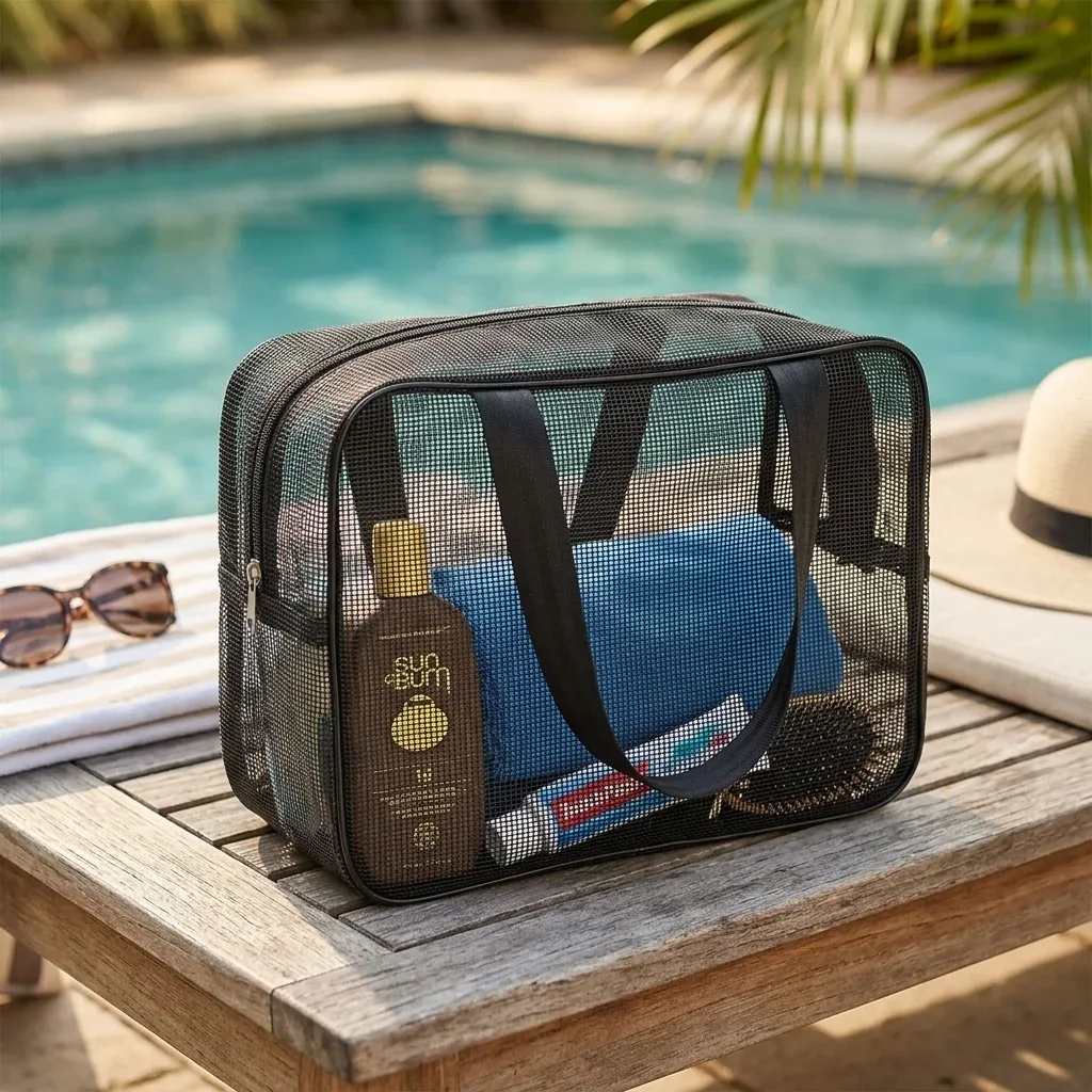 Organiseurs de Douche en Maille pour Voyage, Trousse de Toilette pour un Accès Rapide aux Produits de Salle de Bain, Organisateur Cosmétique Polyvalent pour la Salle de Sport, le Camping