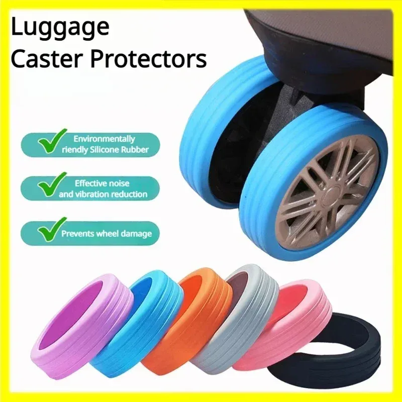 8/4 pièces bagages de voyage roulettes chaussures réduire le bruit valise roues protecteur couverture chariot 