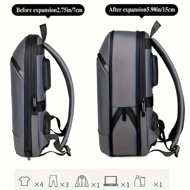 sac à dos léger pour hommes, couleur unie, extensible, pour affaires, fermeture éclair durable, multi-compartiments, maintien parfait, 1 pièce