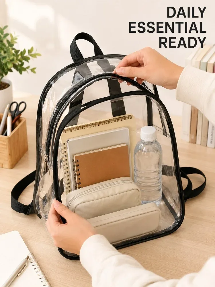 sac à dos transparent en pvc, approuvé pour les stades, sac transparent pour l'école, les concerts, la sécurité, les voyages, unisexe