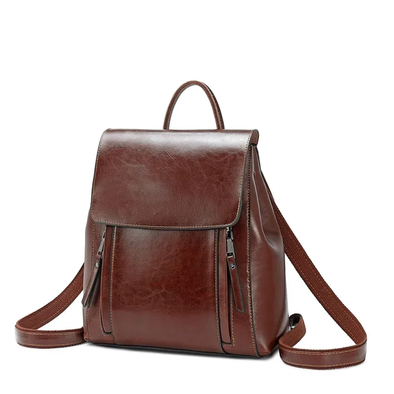 femmes sac à dos bandoulière sac à bandoulière en cuir véritable filles école femme peau naturelle livre ordinateur portable sac à dos sacs de messager