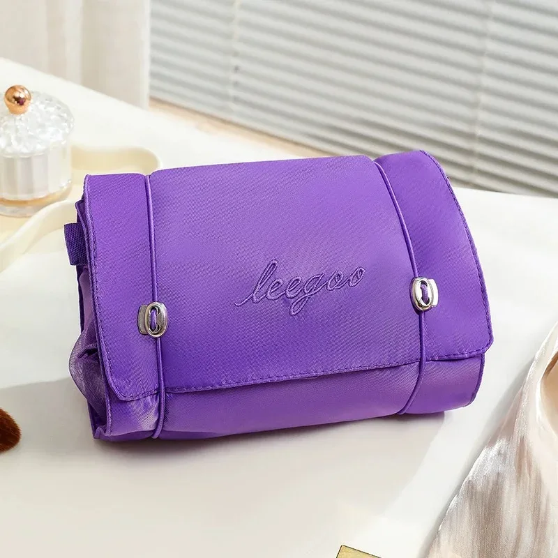 trousse de maquillage détachable 4-en-1, organiseur de cosmétiques pliable avec pochettes amovibles pour les voyages et le quotidien
