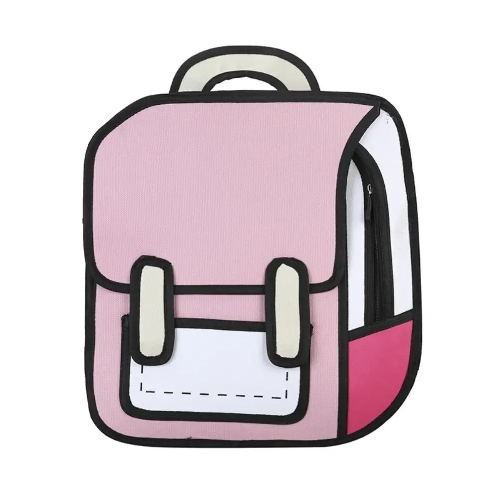 sac à dos d'étudiant tendance avec imprimé de bande dessinée 2d, grande capacité, sangle réglable, sac à dos léger pour garçons et filles