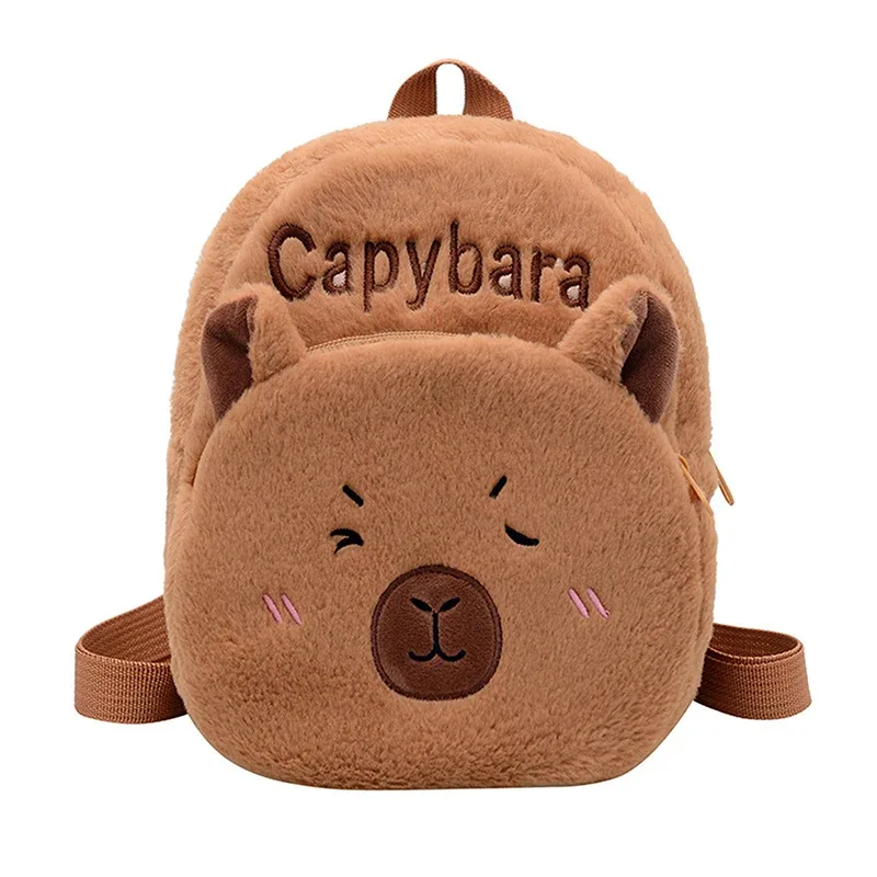 sac à dos en peluche capybara kawaii pour femme, sac fourre-tout drôle de dessin animé, grande capacité, cadeau pour enfants, polyvalent, nouveau