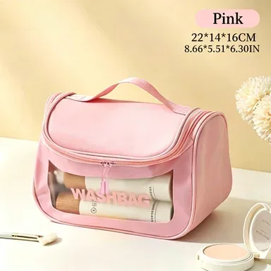 sac cosmétique transparent de grande capacité, extensible en trois dimensions, imperméable, sac de rangement pour cosmétiques en pvc portable pour les voyages