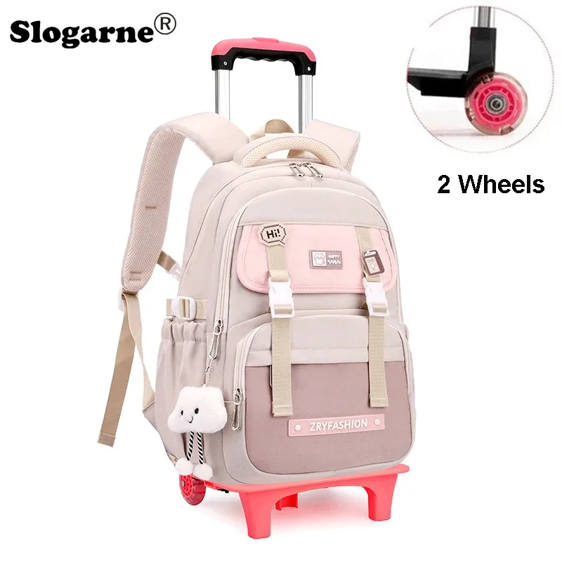 sac à dos roulant pour enfants, sac d'école étanche avec roulettes, chariot de collège, sac à dos à roulettes pour femmes