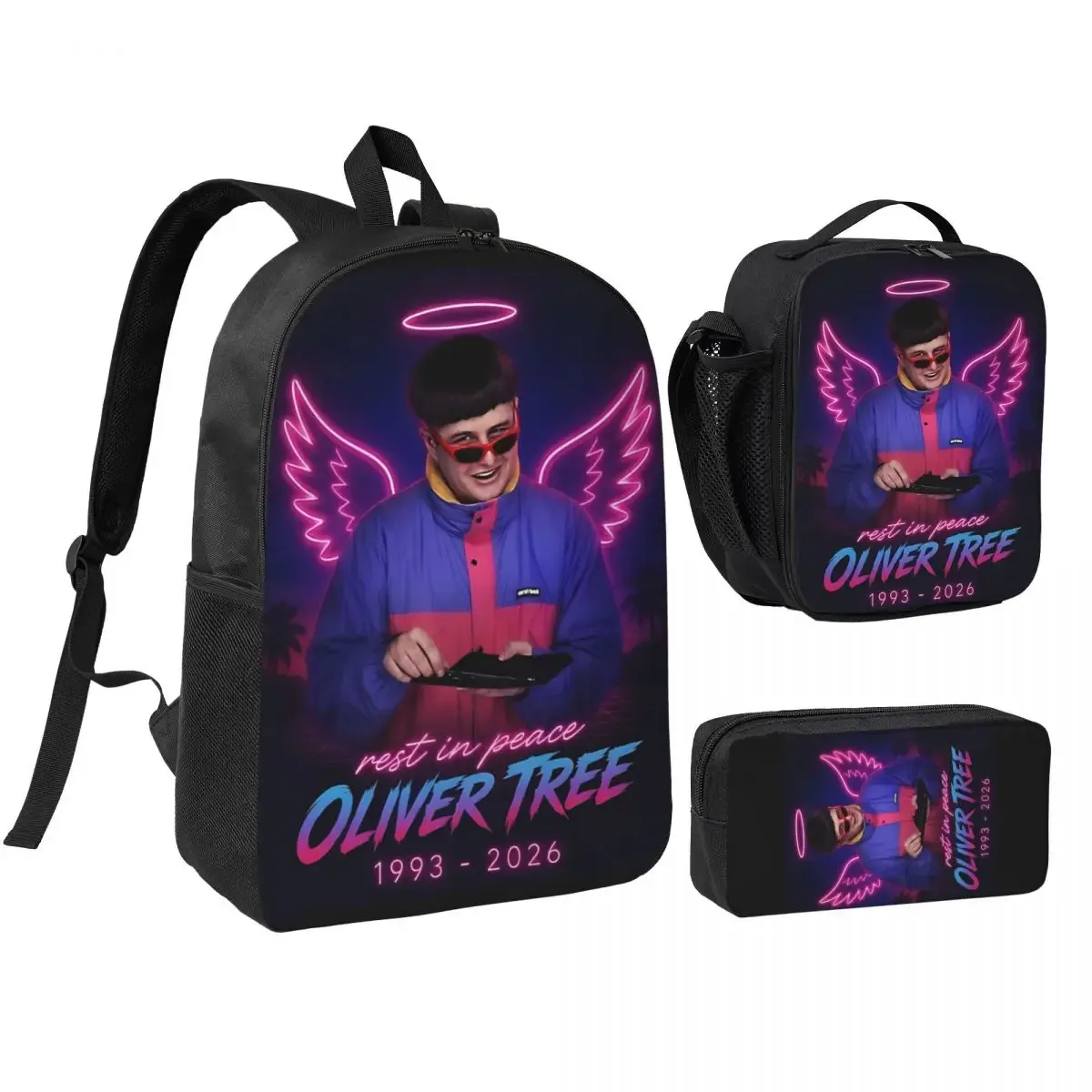 sac à dos commémoratif rip oliver tree pour adolescents, sac à dos pour ordinateur portable, sac à déjeuner, trousse à crayons, 3 pièces/ensemble