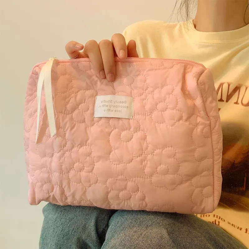 sac de maquillage à motif de fleurs douces pour femmes, organisateur de cosmétiques de toilette, sac à fermeture éclair, pochette de lavage de voyage, sac à cosmétiques, sacs de maquillage féminins