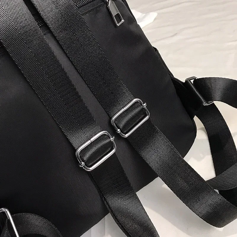 sac à dos oxford noir pour femme, sac d'école à double ouverture, sacs à dos pour adolescents, sacs de voyage décontractés, extérieur, gril, moraillon, fermeture éclair