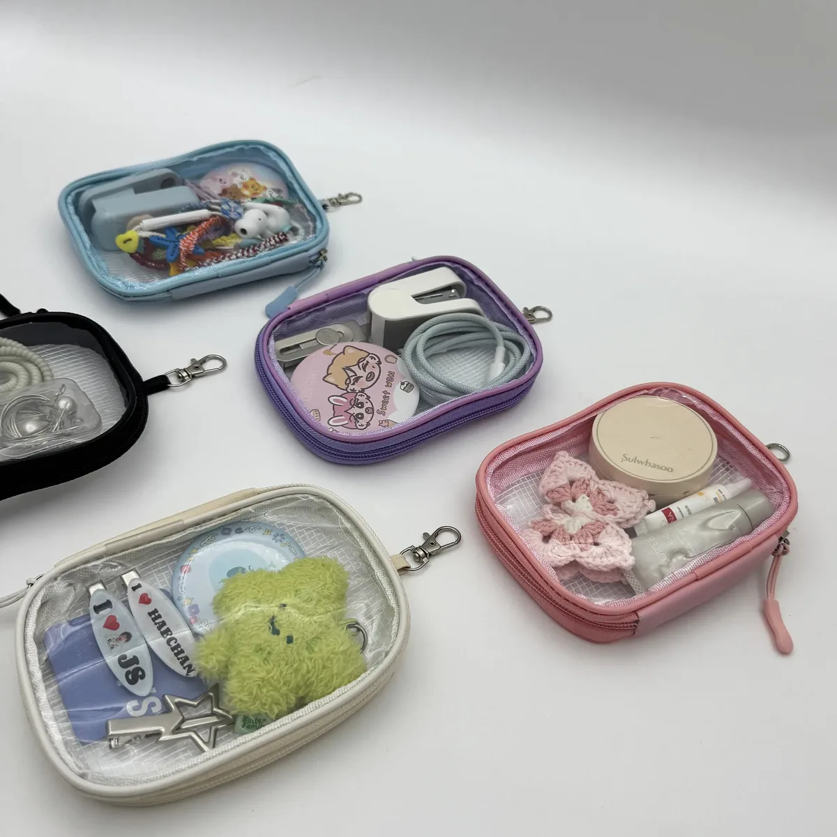 crochets de suspension en pvc transparents pour porte-clés, sacs de rangement cubiques, organisateur de voyage, de chambre et de bureau au design moderne mi...