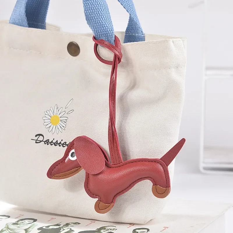 mini porte-clés en cuir pu en forme de chien teckel, décoration de sac à main, breloque pour sac à dos, cadeau pour hommes et femmes