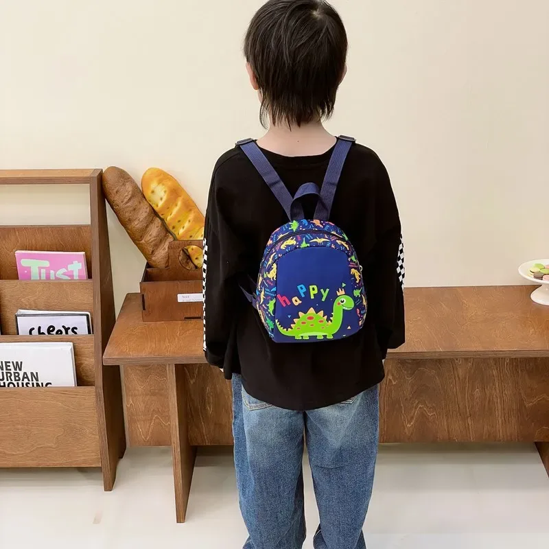 sac à dos dinosaure cartoon unisexe pour élèves de maternelle en nylon, léger, motif animal mignon, contraste de couleurs