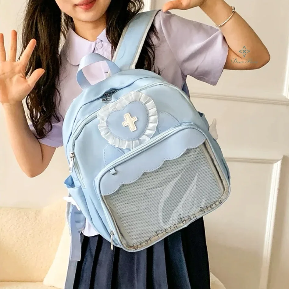 y2k mignon clair ita sac femmes lolita sac à dos kawaii fille sac à bandoulière bricolage affichage poche transparente poupée japonaise fourre-tout sacs à main