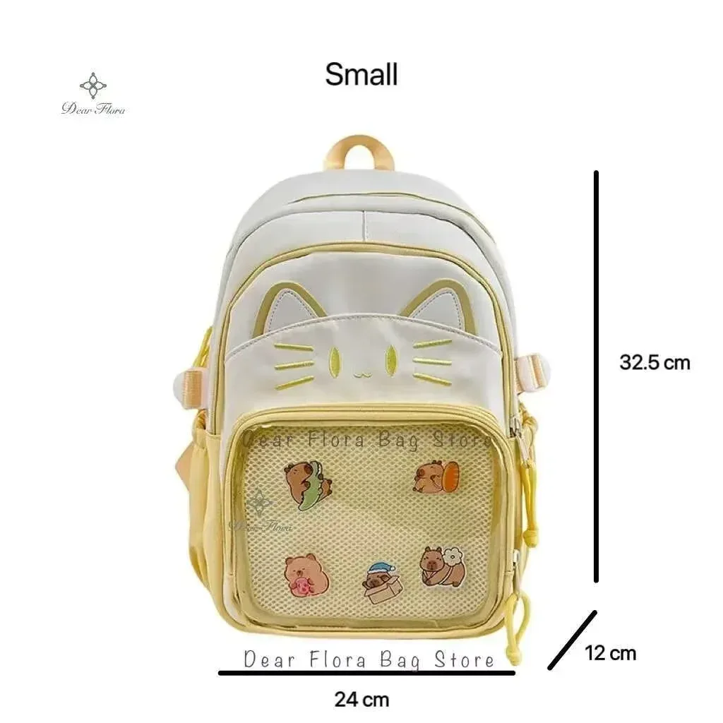 sacs à dos y2k mignons pour filles, grande capacité, décontractés, transparents, à personnaliser, style dessin animé, tendance, pour voyage et école