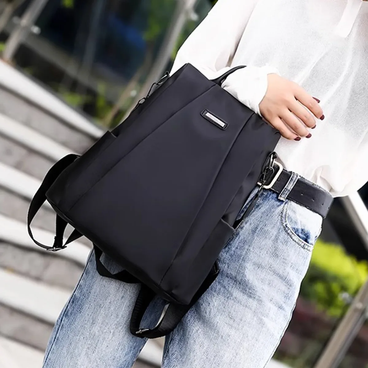 sac à dos antivol en tissu oxford pour femmes, fermeture éclair cachée au dos, design doux, adapté au travail quotidien et aux voyages