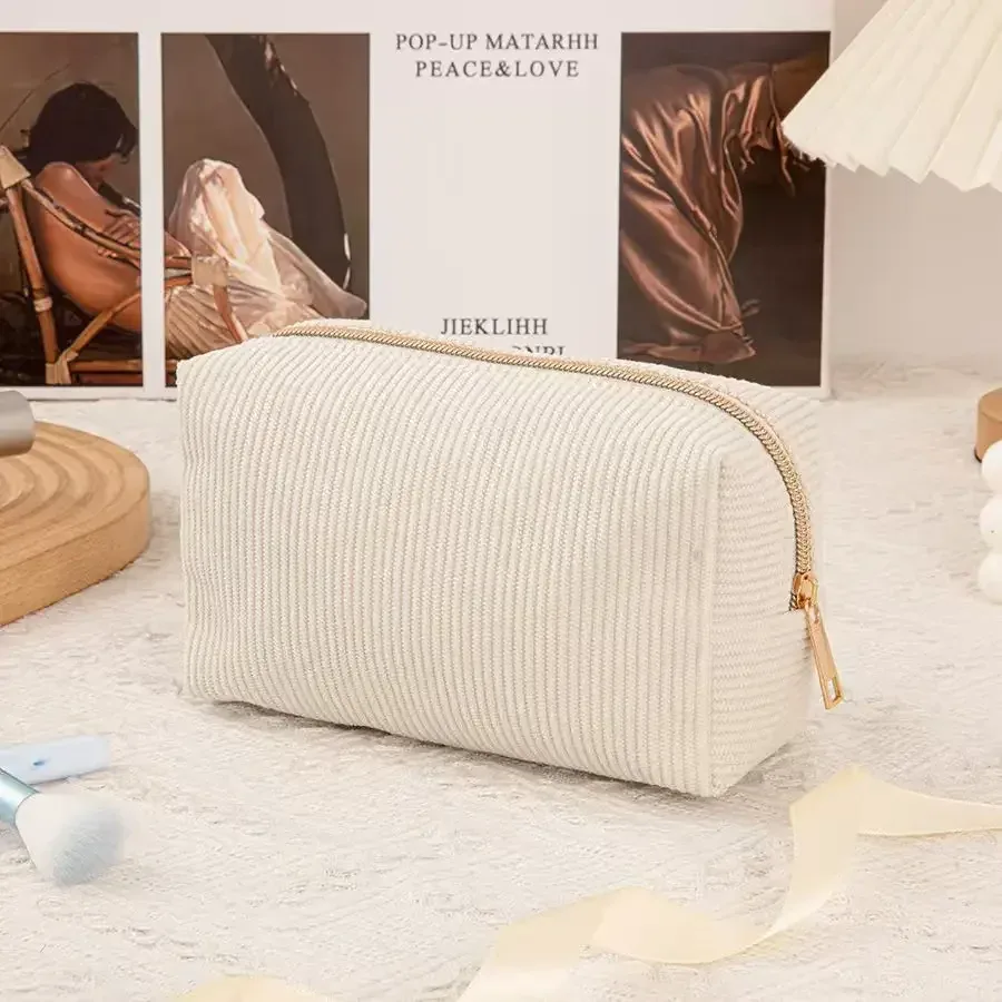 nouveau sac à cosmétiques simple en velours côtelé pour fille, sac de toilette portable de grande capacité, sac de rangement de voyage d'affaires