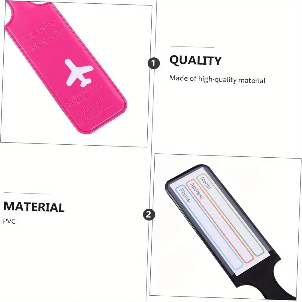 étiquettes de bagage d'identification anti-perte de couleurs mélangées, accessoires de voyage, étiquette de bagage d'avion durable, étiquette de bagage de voyage 6 pièces