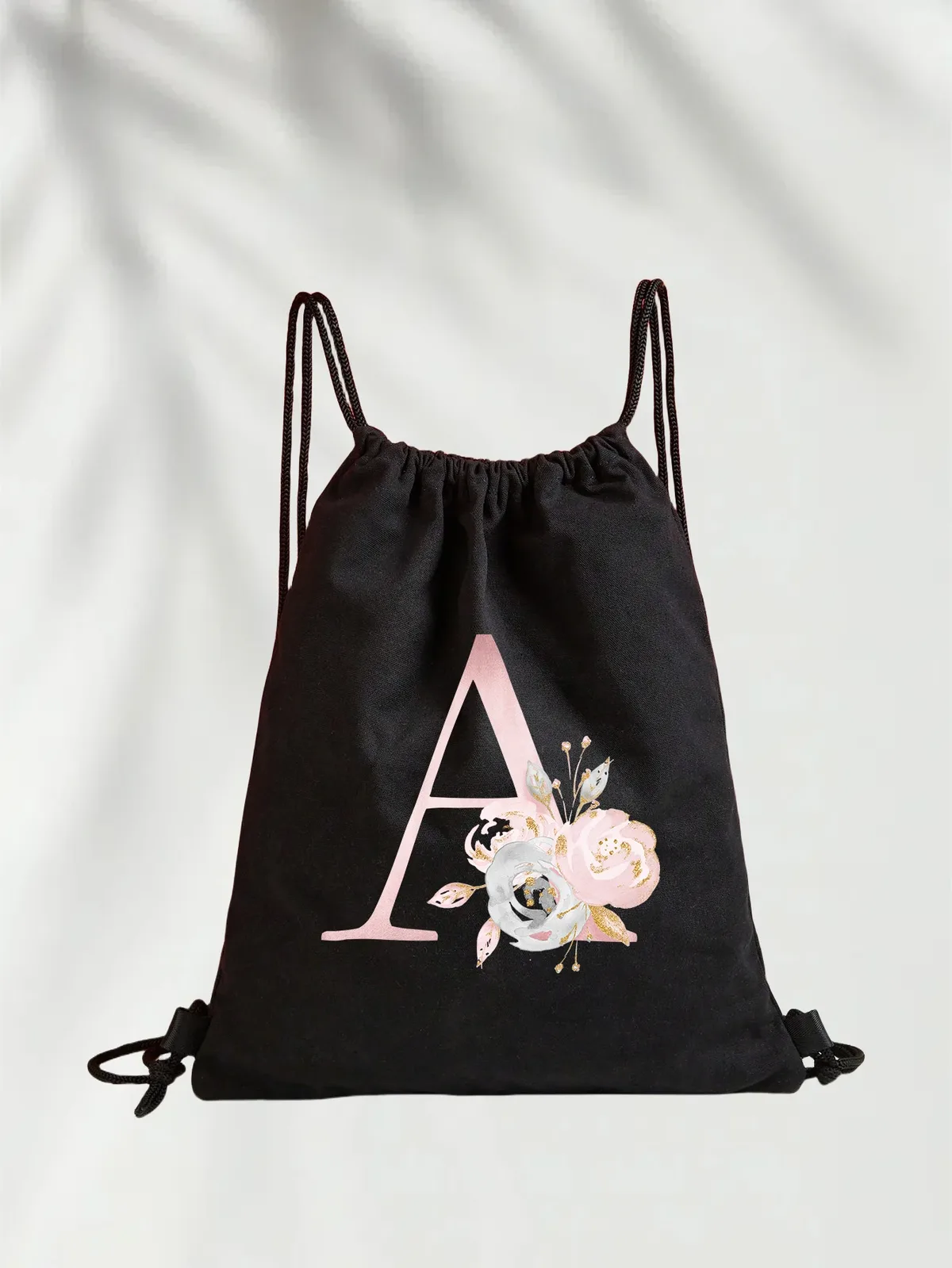 sac à dos léger unisexe à cordon de serrage pour le sport et le fitness, les voyages en plein air et les étudiants avec motif de nom de lettre initiale