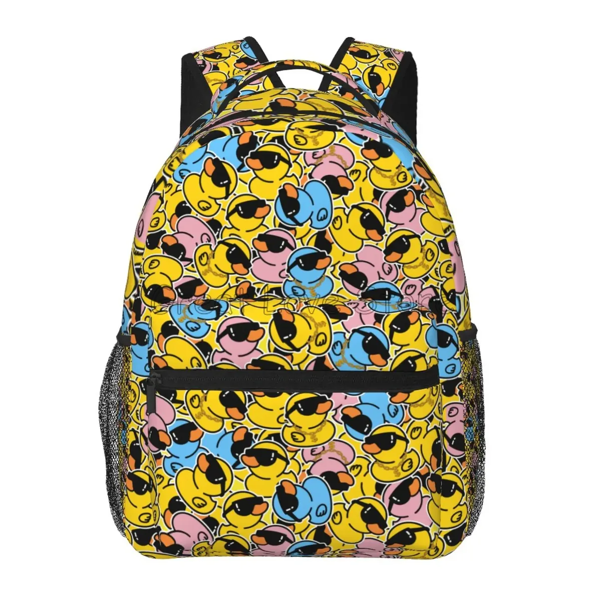 sac à dos en caoutchouc imprimé canards de dessin animé pour ordinateur portable, mignon canards jaunes, sacs à dos de voyage de grande capacité, sac à bandoulière pour étudiant, sac à livres d'école