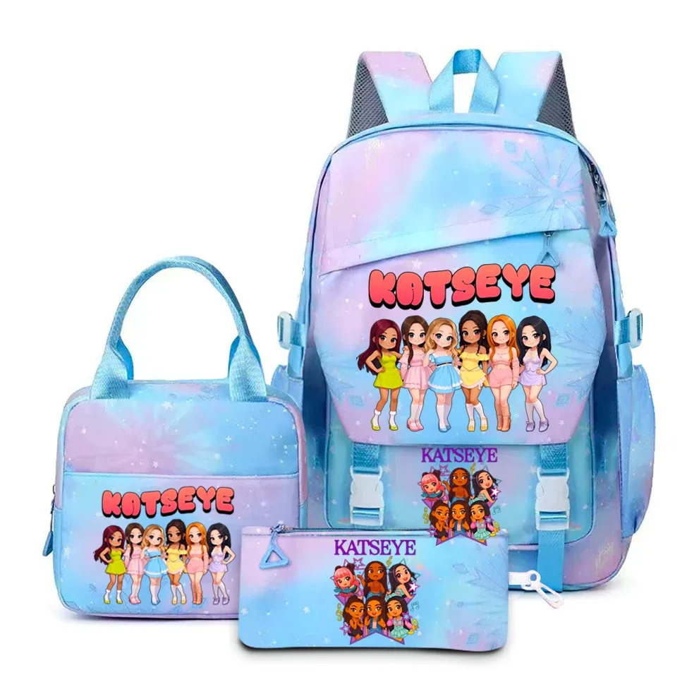 katseye musique sacs à dos 3 pièces ensembles femmes hommes lycée sacs toile kawaii adolescents sac à dos pour ordinateur portable dessin animé livre sacs yk2
