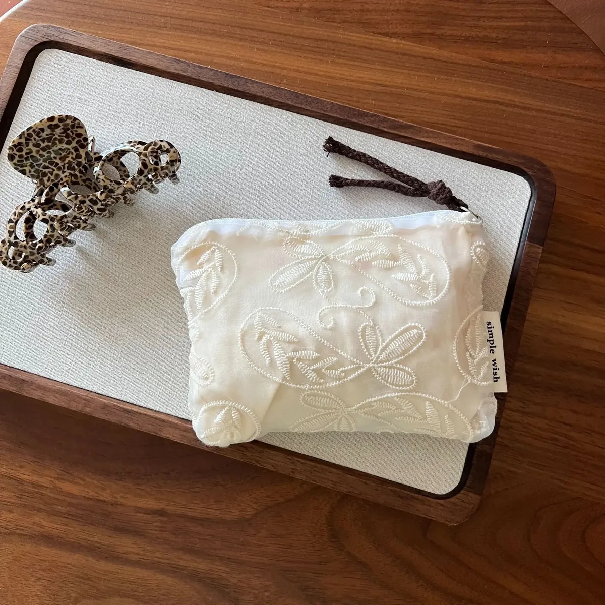mini trousse de maquillage rétro en dentelle brodée, porte-monnaie à fermeture éclair, petit organisateur de cosmétiques, pochette pour serviettes hygiéniques, porte-cartes