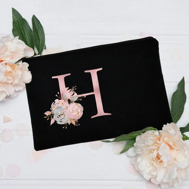 trousse de maquillage personnalisée avec nom initial, trousse à cosmétiques de mariée, pochette de toilette monogramme en toile, cadeaux pour demoiselle d'honneur, sacs de maquillage