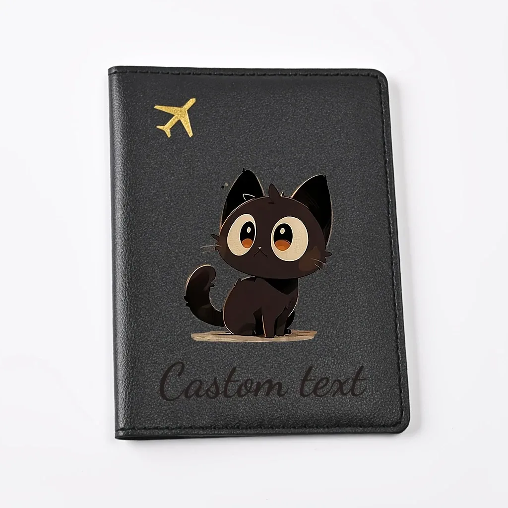 porte-passeport personnalisé pour chaton, compatible avec les passeports - étui pour documents de voyage avec nom/texte, motif chaton mignon, couverture de passeport